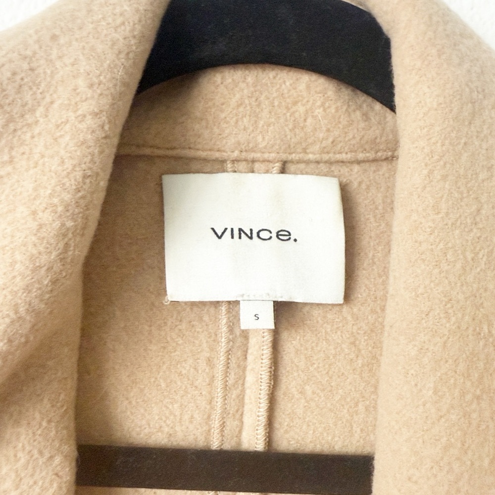 Vince Collarless Coat in Limestone Wool Blend Coat - Picture 7 of 16